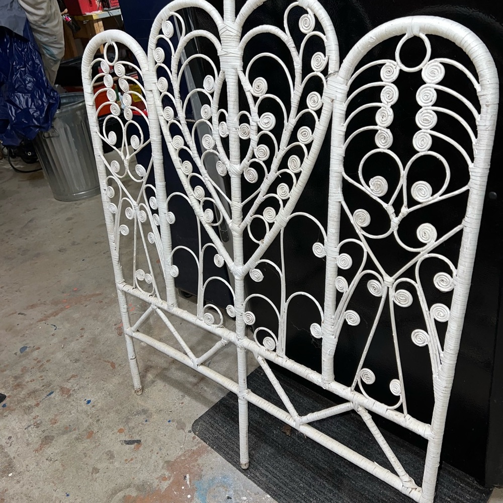 Vintage rattan and wicker headboard